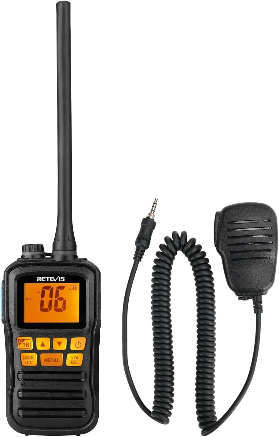 Retevis RM01 Radio VHF Marino Portatile, Radio Impermeabile IP67, Vibrazione, Galleggiante 88 Canali, Radio Marina con Microfono per Kayak, Pesca, Nautica