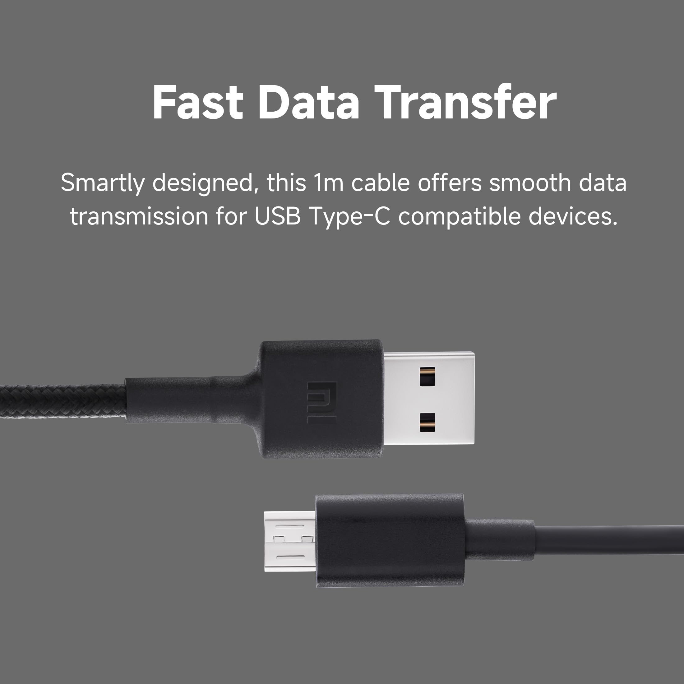 XIAOMI Mi Type C Cable - 22.5W PD Fast Charging, 1m Length for Smartphones, Tablets & All Type C Devices, 480Mbps Data Transfer, Quick Charge 3.0 Compatible (Black) — Amazon image 2