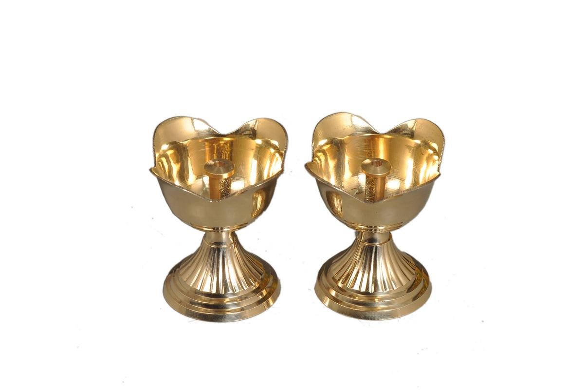 Nutristar Brass Rose Diya, Deepam, Rose Deep Pure Brass. (Set of 2 Piece) Height = 3 Inch
