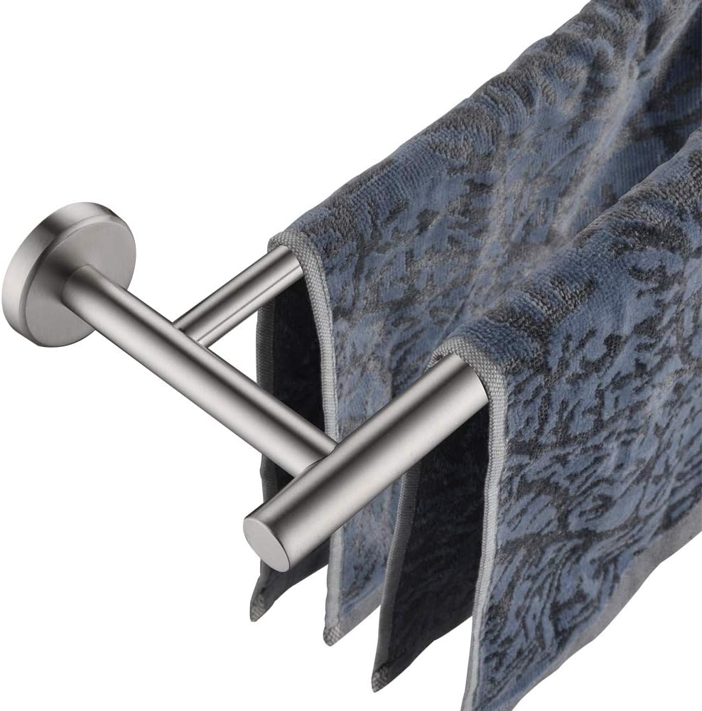 Double Bath Towel Bar, 20.5 Inch 304 Stainless Steel Thicken 0.8mm Towel Rack Bathroom, Towel Holder Brushed Finished Wall Mount, Useable Length 18 Inch, TB100L18-BN