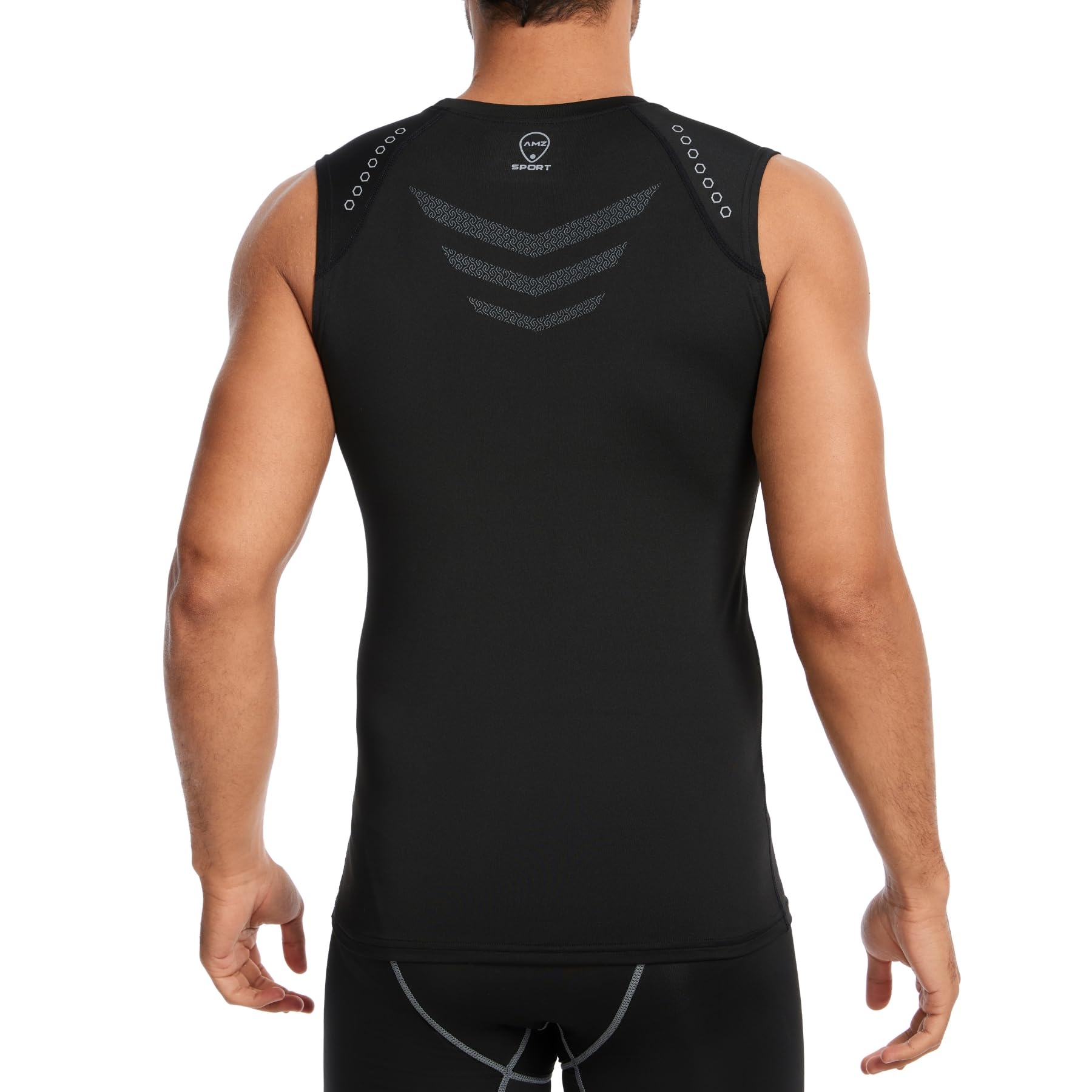 AMZSPORT Camiseta de Compresión Sin Mangas para Hombre, Chaleco de Gimnasio de Secado Rápido Capa Base para Correr — view 4