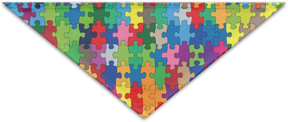 HDRAY Multicolored Puzzle Pieces Dog Triangle Head Scarf Pet Bandana Collars Neckerchief