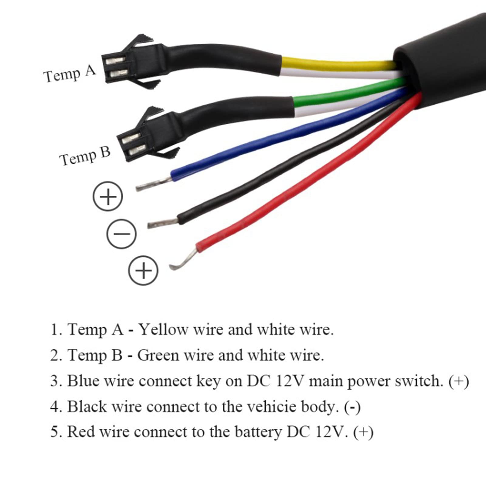 Bediffer Termometro Digitale per Motocicletta, 4 in 1, Misuratore di Tensione, Temperatura del Motore e dell'Olio, Display Digitale con Retroilluminazione Blu, DC12V