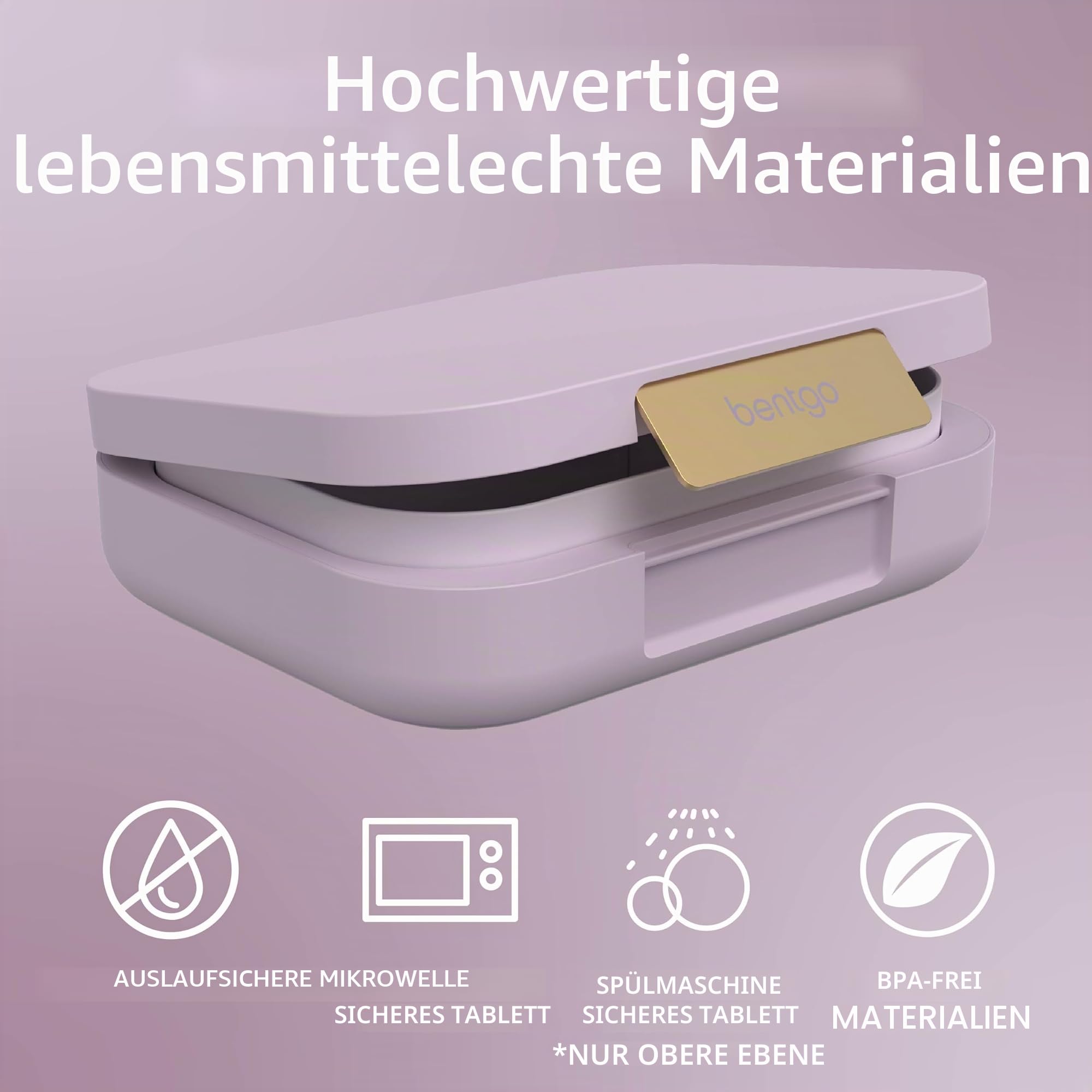Bentgo® Modern,Vielseitige 4-Fächer Bento-Stil Lunchbox für Erwachsene und Jugendliche, Auslaufsicher,BPA-frei, matte Oberfläche und ergonomisches Design (Orchidee) | Auslaufsicher, 5,5 Tassen Fassungsvermögen, verstellbare Trennwand, mikrowellen- und spü