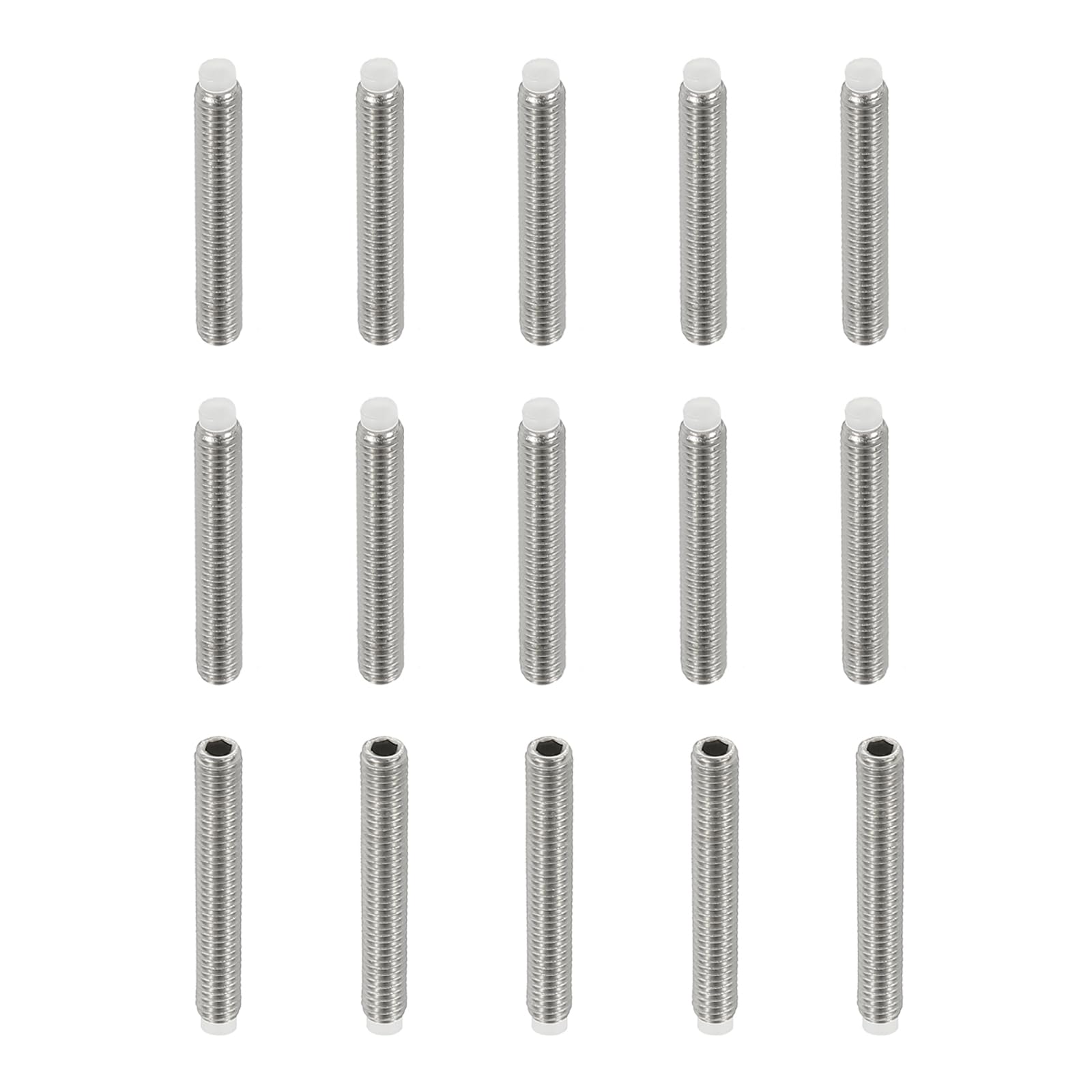 PATIKIL M3x20mm Nylon Tip Grub Screw, 15pcs 304 Stainless Steel Metric Hex Socket Head Cup Point Anti Slip Set Screws Internal Hex Drive Hardware