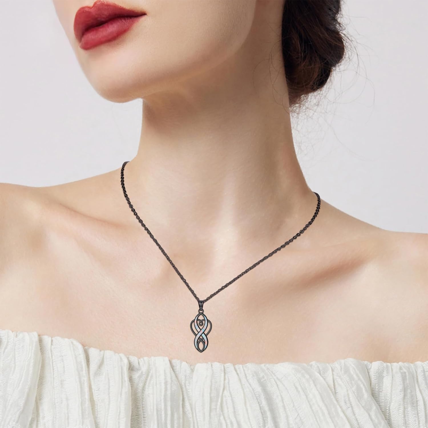 Celtic Knot Necklace for Women 925 Sterling Silver Opal Irish Necklace Infinity Heart Pendant Celtic Jewelry Birthday Gifts for Girlfriend Mom - Image 7