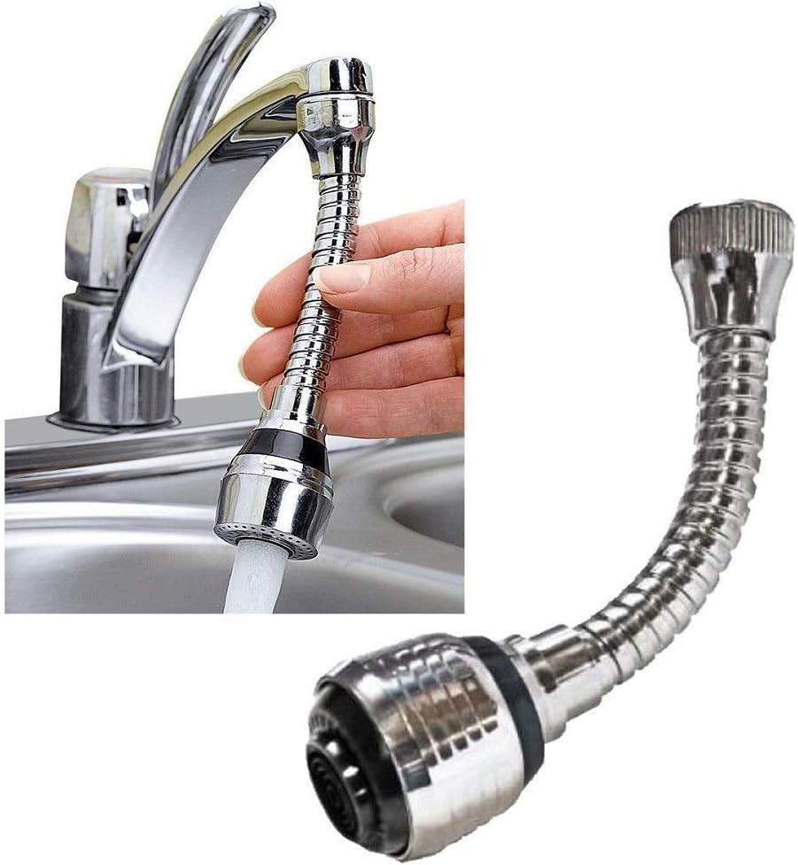 Exseson Stainless-Steel Degree Rotatory Flexible Sink 6” Turbo Flex 360 Faucet Sprayer Extension with Jet Stream and Spray Settings