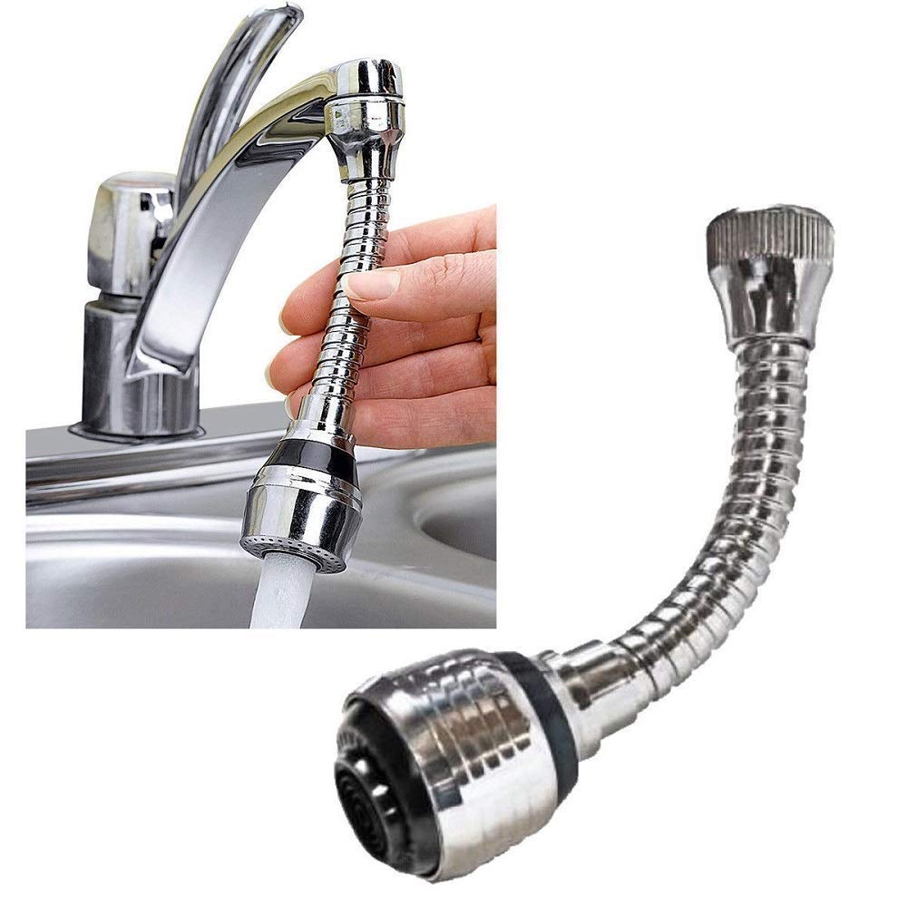 Exseson Stainless-Steel Degree Rotatory Flexible Sink 6” Turbo Flex 360 Faucet Sprayer Extension with Jet Stream and Spray Settings