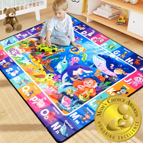 Diysani Ocean ABC Rug for Kids Playroom 3x5FT Sea Animals