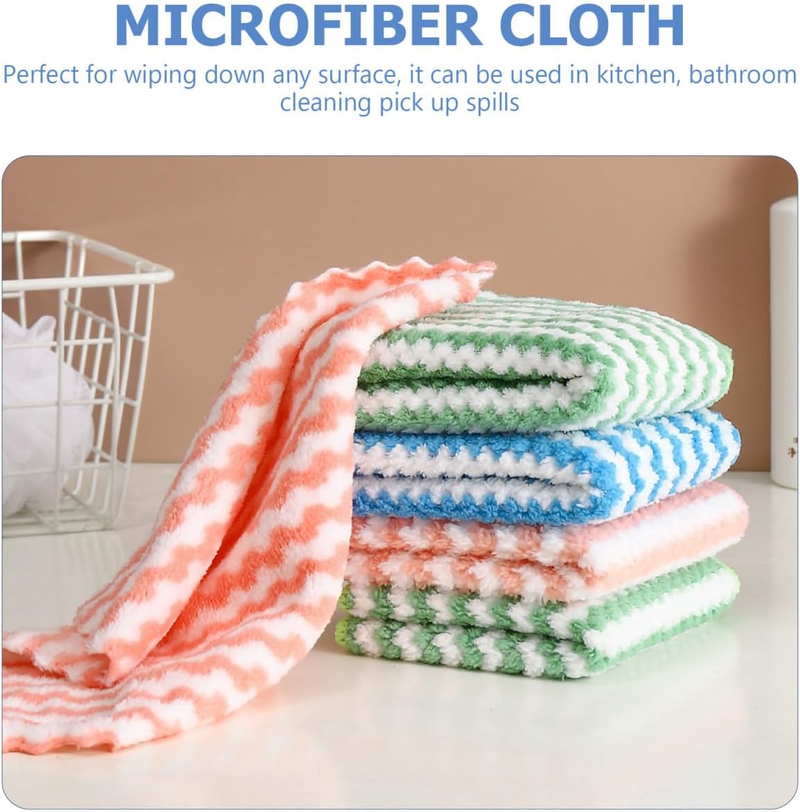 UPKOCH 10-Pack Absorbent Kitchen Dish Towels and Washcloths Set 11.81X11.81In Reusable Microfiber Cloths for Dishwashing Cleaning and Drying in Home and Bathroom