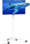 Mobile TV Roulement des chariots TV Stand pour 23-60 pouces LCD LED Écrans courbés plats jusqu'à 88 lbs, réglable en hauteur sur les roues du plancher portable extérieur, Max VESA 400x400mm, blanc