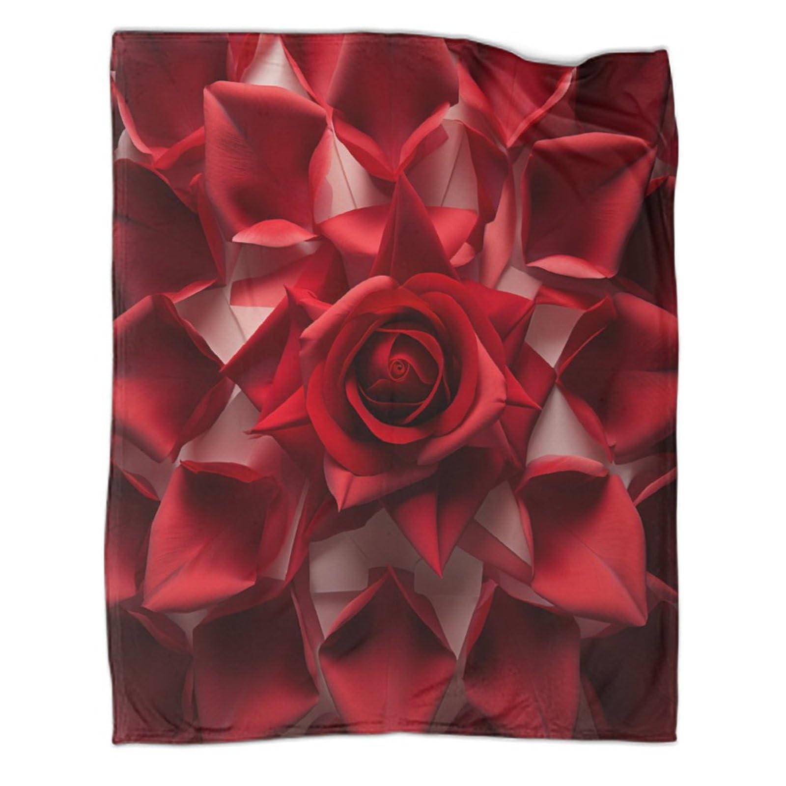 UENDOKRNN Red Flower Printed Throw Blanket, 3D Blanket, Soft Warm Flannel for Sofa Bed Couch Double 40x50inch(100x130cm)