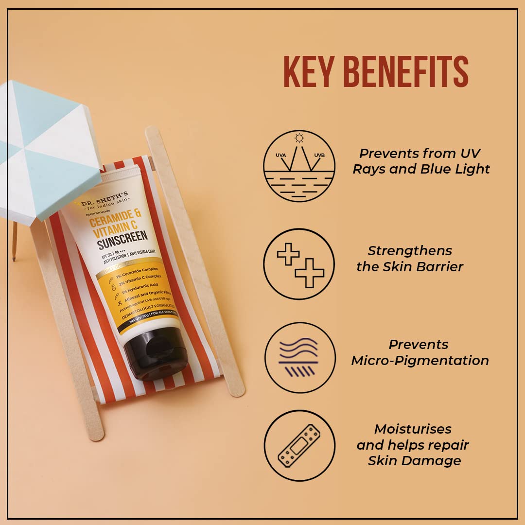 Buy Dr. Sheth’s Sunscreen SPF 50 with Ceramide & Vitamin C for Oily