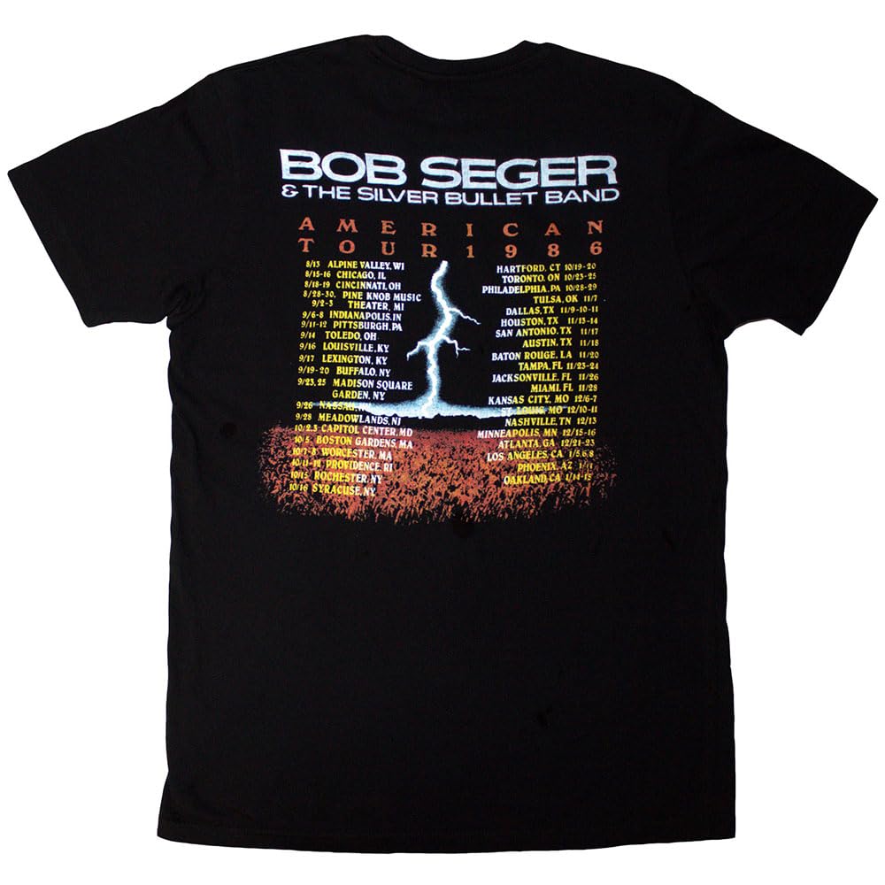 Rock Off Officially Licensed Products Men's Black Bob Seger & The Silver Bullet Band Tour '86 T Shirt L