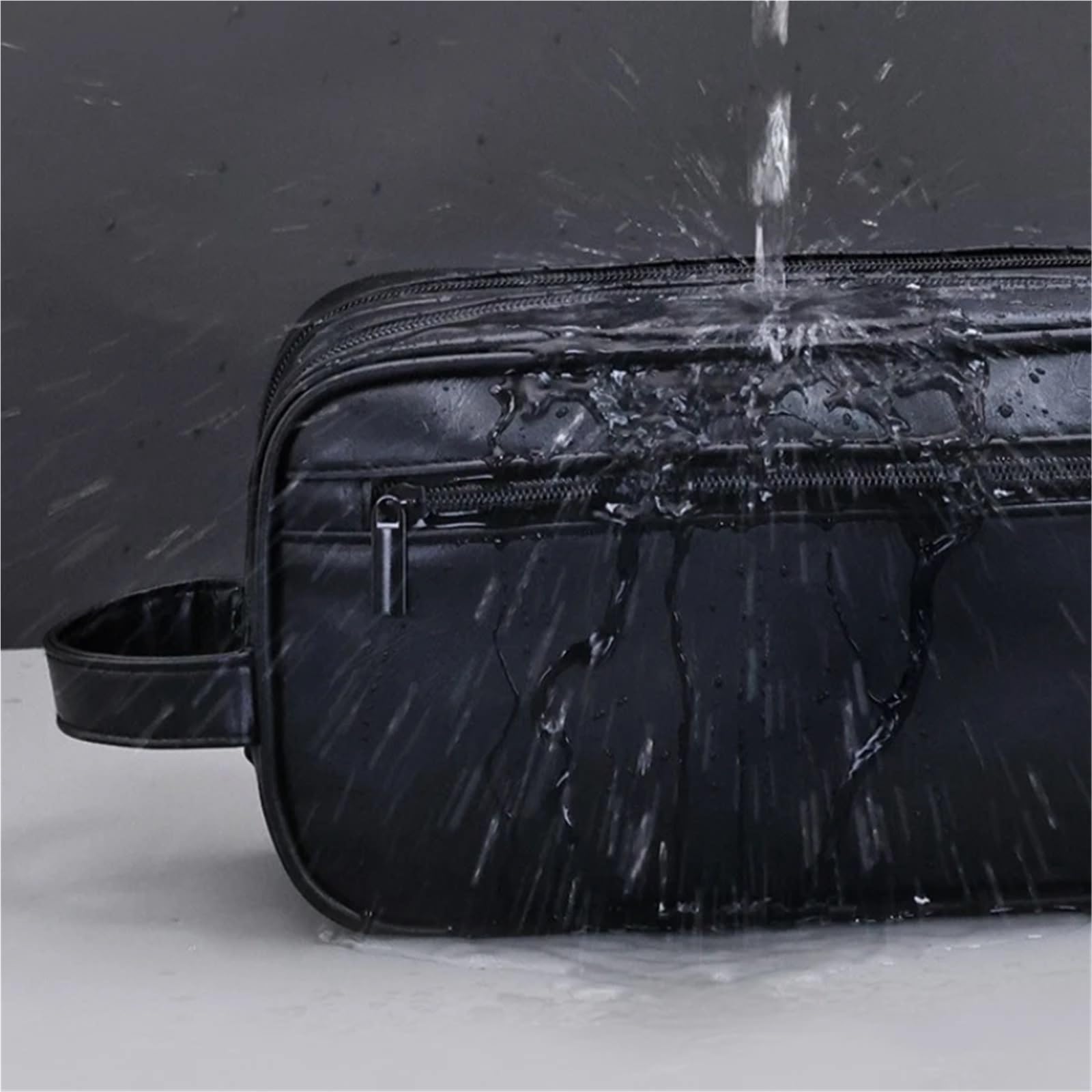 Leder Toilettentasche Portable Double-Layer Toiletry Bag for Men and Women Sports Business Travel PU Leather Casual Handbag Waterproof Makeup(Coffee,Engraved Name)