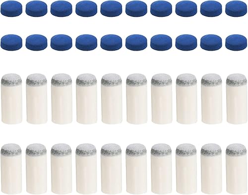 Miniatura 7 de PATIKIL Juego de puntas de taco de piscina de 0512in 20 pares de puntas de taco de billar de repuesto compatibles con casquillos de billar azul y