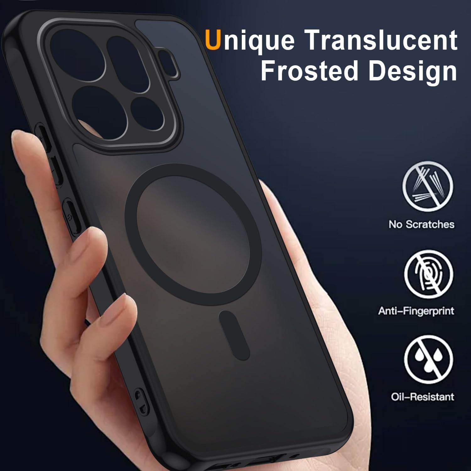 Tawarror Magnetyczne etui do Oppo Find X9 Pro 5G, kompatybilne z Magsafe, matowe, półprzezroczyste etui na telefon komórkowy, tylna strona z poliwęglanu, odporne na zarysowania, miękkie etui ochronne