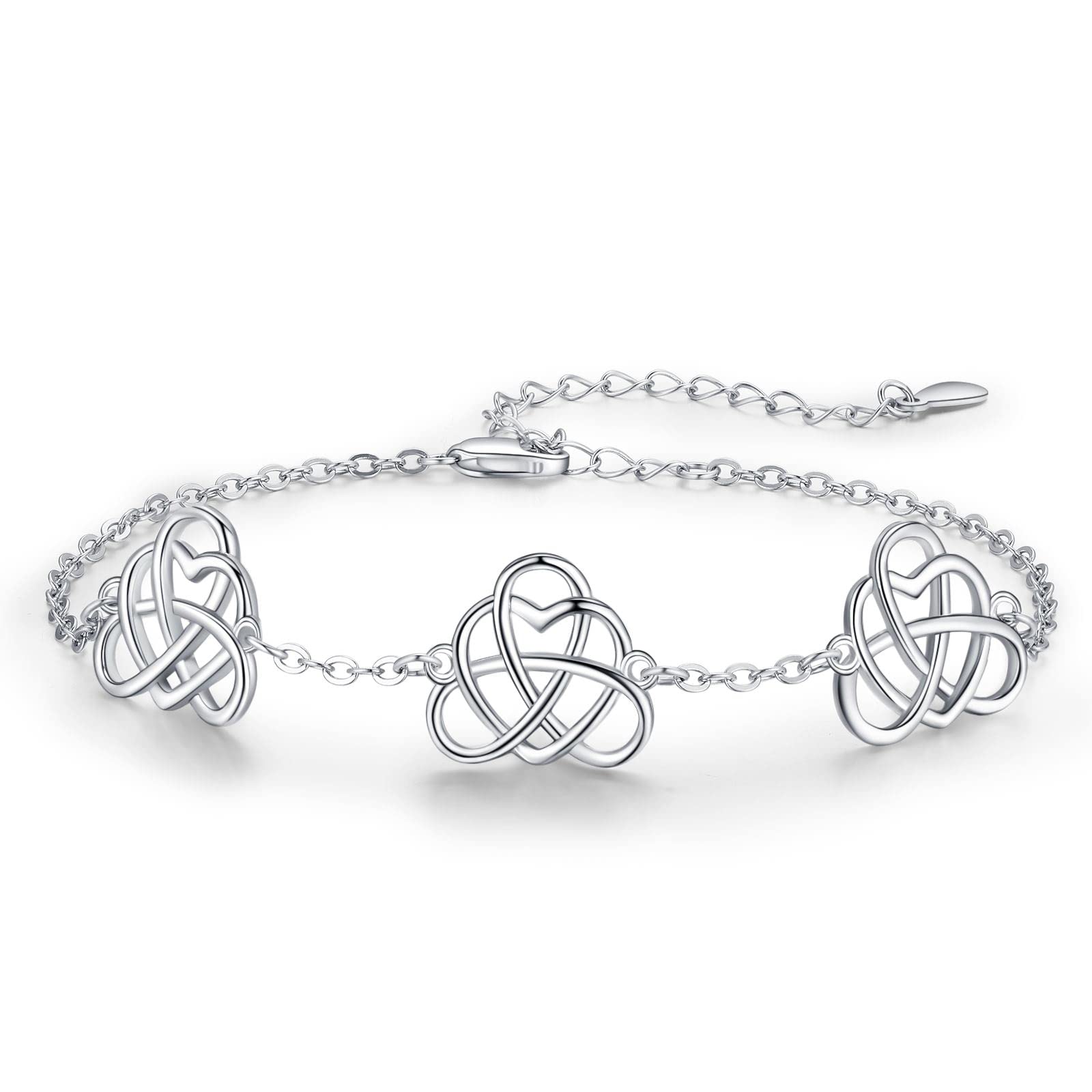 KINGWHYTE Orecchini a forma di nodo celtico, in argento Sterling 925, per donne, ragazze, mamma, figlia, Argento sterling