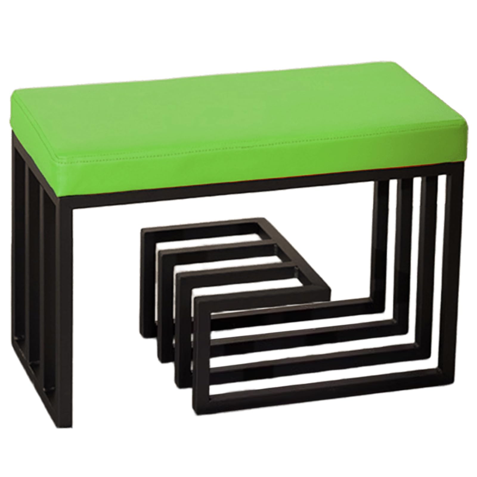 GHFXSCV Modern Shoe Rack Bench for Entryway - Small Metal Legs with PU Cushions, Anti-Slip Foot Pads, 150kg Load Capacity, Stylish Indoor Dining Bench (Green, 23.62in/60cm)
