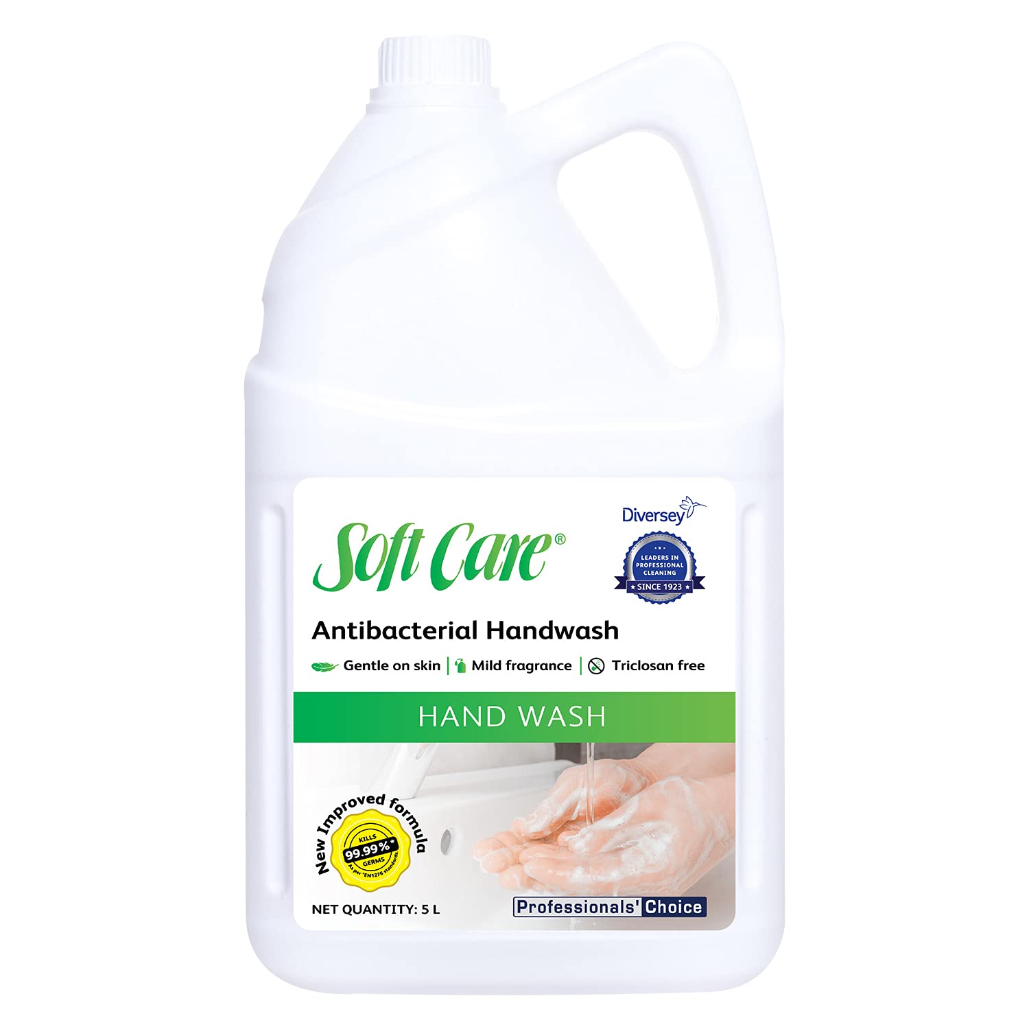 Diversey Softcare Antibacterial Hand Wash - 5 L, Kills 99.9% of bacteria and viruses, No harmful triclosan, Transparent Green (B09B7V1ZK2) Amazon Price History, Amazon Price Tracker