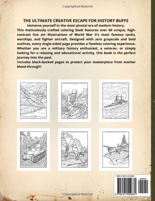 World War II Coloring Book: A Military History Adult Coloring Book Featuring Detailed WW2 Tanks, Fighter Aircraft, Warships and Epic Battles: The ... Buffs: A Unique Gift for Men and Veterans image 3