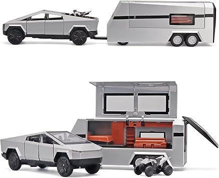Truck 132 Model Car,  Trucks Toy Car Motorhome Model Kit with Light & Music, Pull-Back Function, Alloy Die-Cast, Ideal for Children 3 Years and Up & Collectors Silver