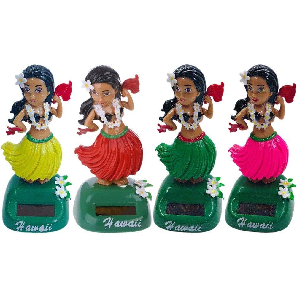 Dianzan Car Dashboard Shaking Head Solar Power Hawaii Girl Hula Bobbing Dancing Figure Auto Interior Car Ornaments