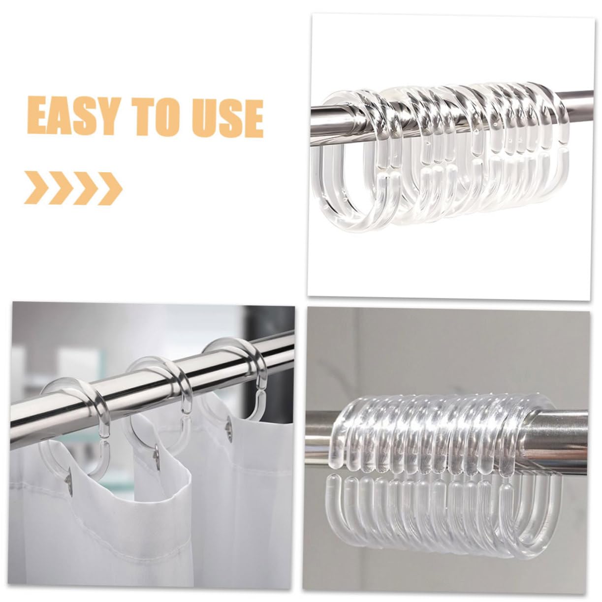 Garneck 240pezzi Ganci per Tende c Trasparente per Doccia Facili da Installare Resistenti e Decorativi per Tende da Bagno e Interni