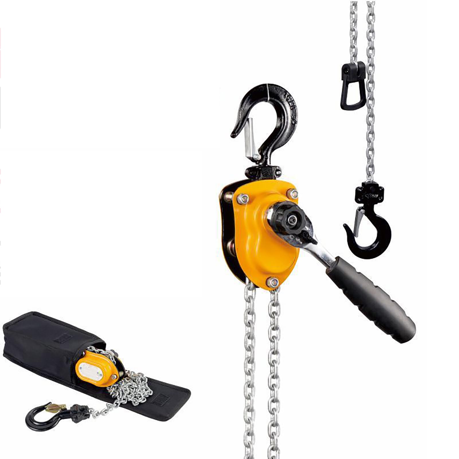 Mini-Hebelzug, 0,25 Tonnen (250 kg) mit 1,5 m Auto-Kette und 360° drehbarem Haken, manueller Kettenzug für Garage und Fabrikgebrauch
