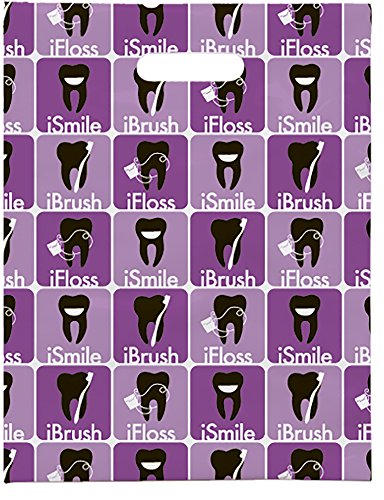 Practicon 1109698 iBrush iFloss iSmile Scatter Print Bags, 8" x 10" (Pack of 100)