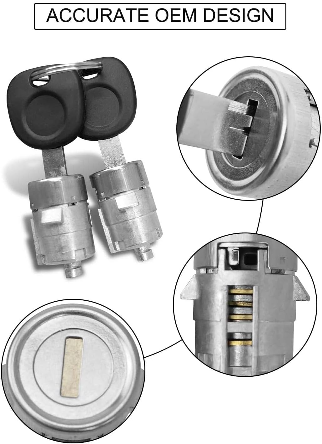 Ignition Switch Lock Cylinder and Pair Front Door Lock Cylinder with Keys Fit for Chevy Silverado Tahoe GMC Sierra Yukon 1999-2000 Replace 704600 702912 598007