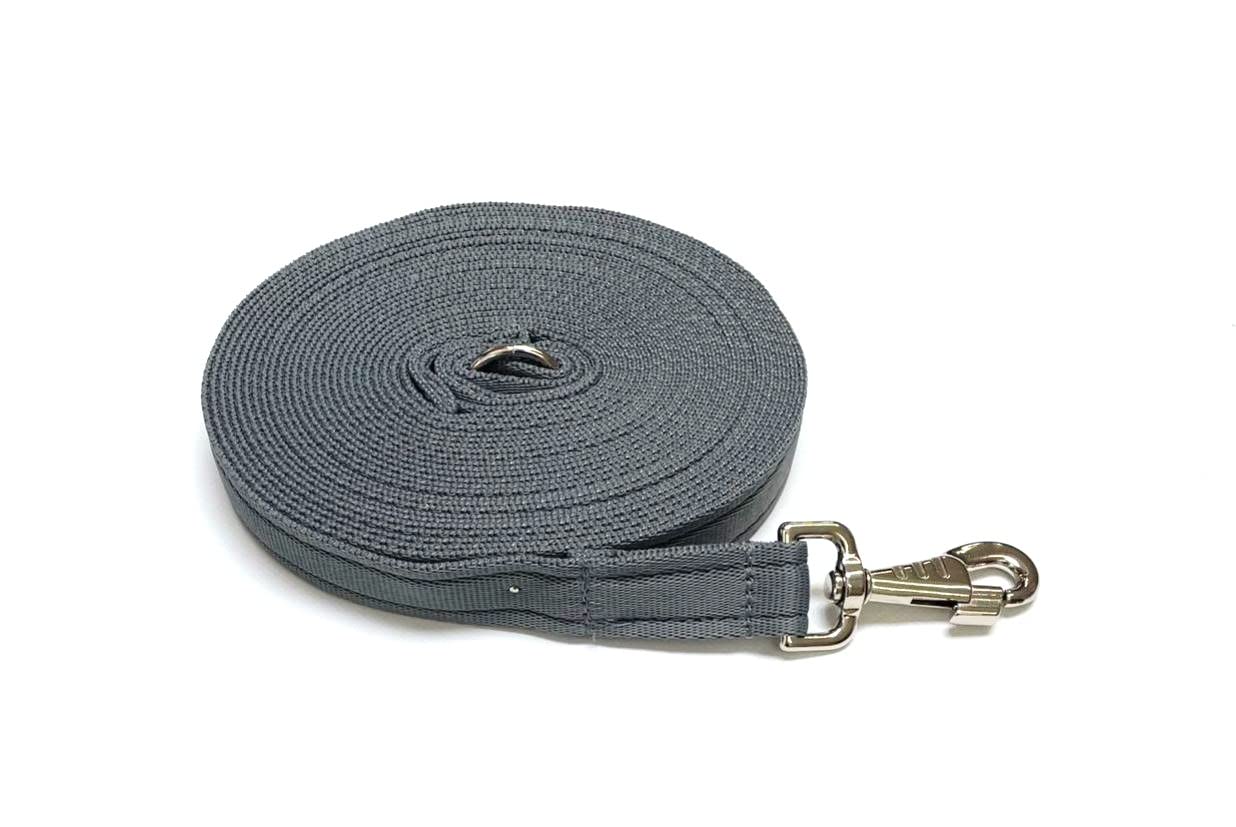10ft 3m Horse Lunge Line/Large Dog Training Lead 25mm Cushioned Webbing And Heavy Duty Fluted Trigger Clip In (Silver/Grey)