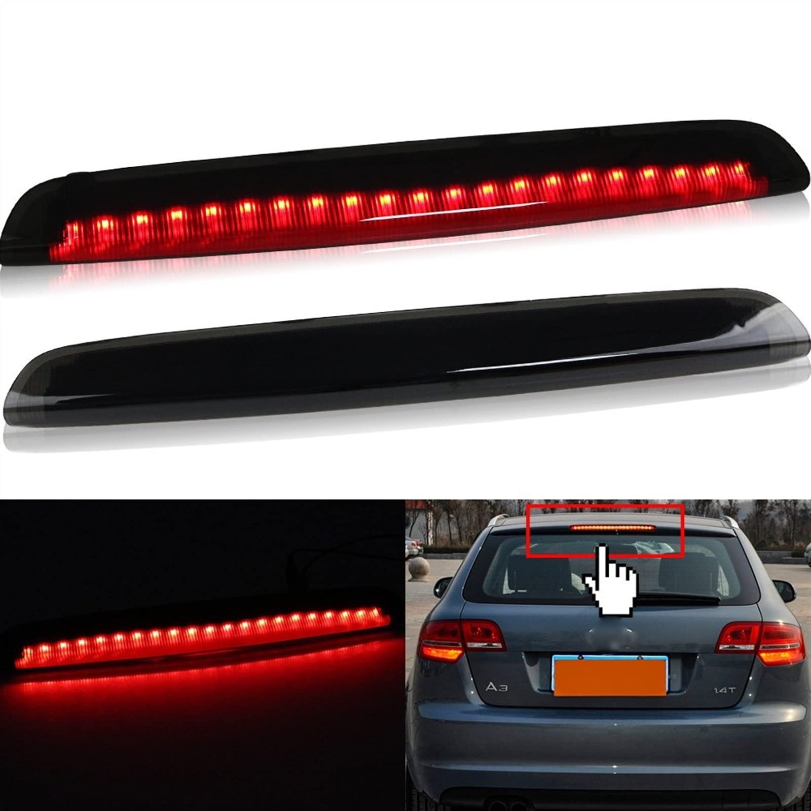 LED haut niveau 3ème feu Stop accessoires de voiture pour Audi RS3 A3 S3 3 portes hayon 04-12 troisième feu de signalisation d'arrêt arrière 8P 3945097 34 LED haut niveau 3ème feu Stop accessoires de voiture pour Audi RS3 A3 S3 3 portes hayon 04-12 troisième feu de signalisation d'arrêt arrière 8P 3945097 34