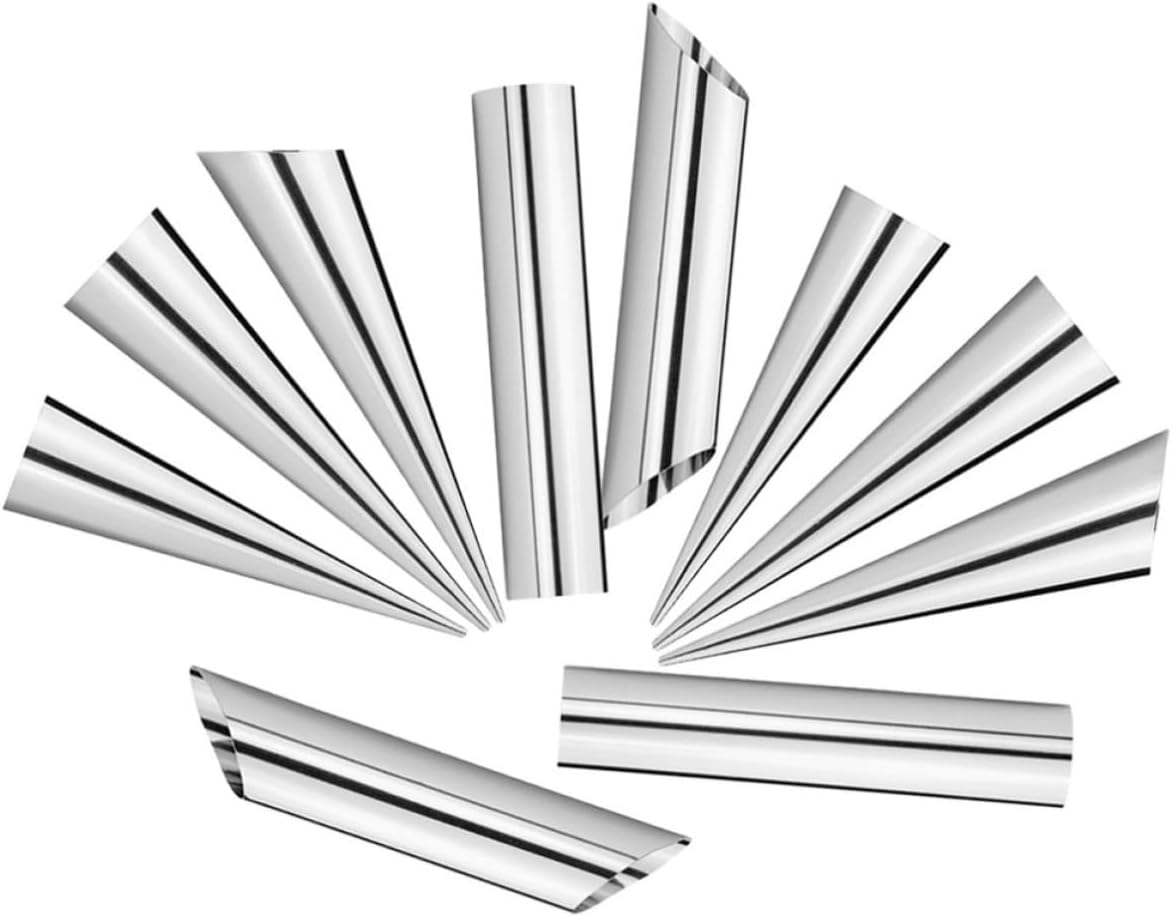 Stainless Steel Cream Horn Molds 10pcs Xmas Cone Tubular Bakeware Set