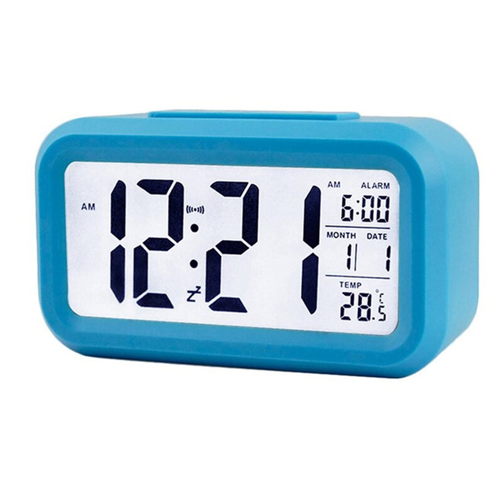 Eacam Smart Digital Alarm Clock with Date and Temperature Snooze Button on Top Battery Operated Rectangle Desk Clock with Night Light for Bedroom Kids Children Girls Boys