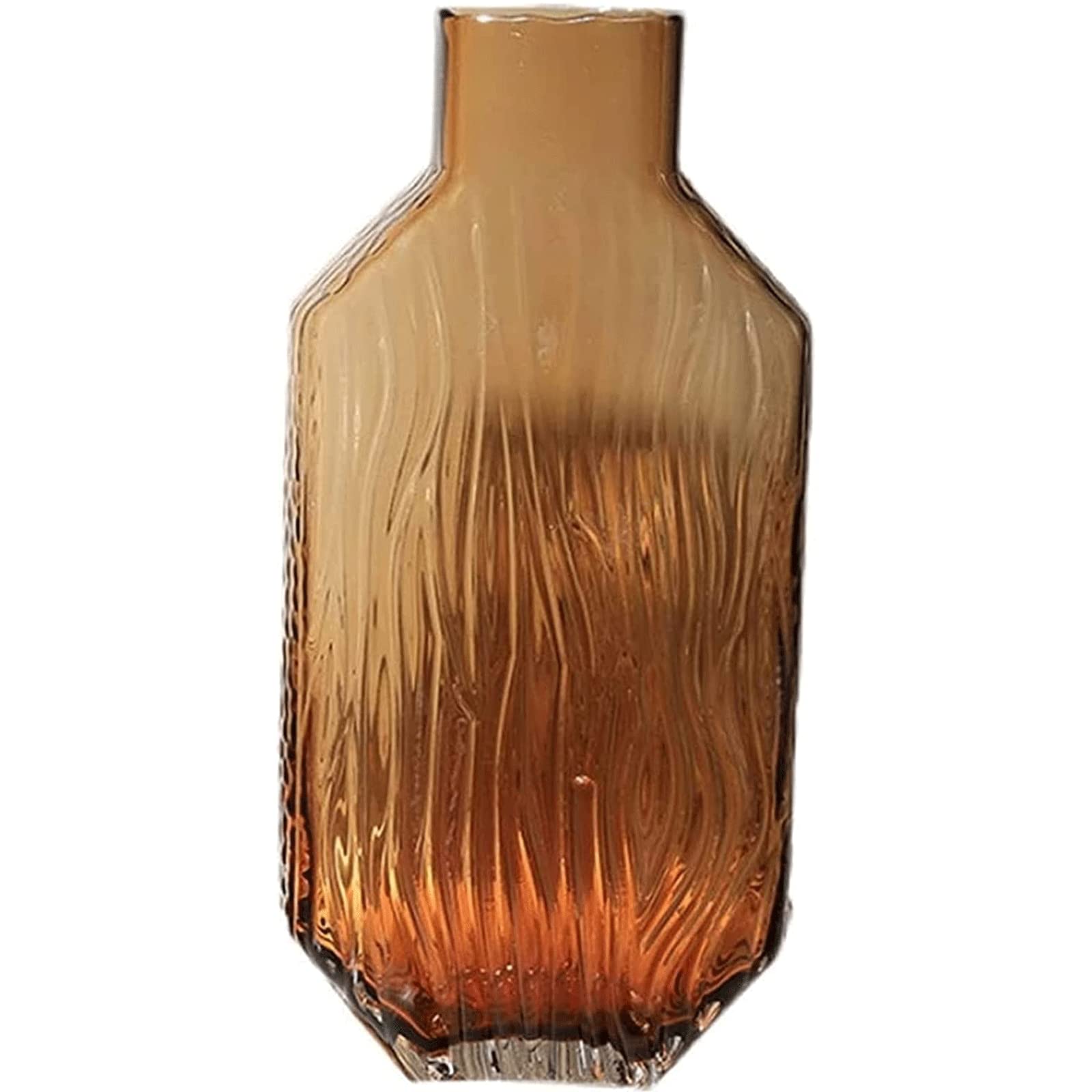 Ngdfgr As Known Fashion Simple Vase Brown Hand Blown Transparent Glass Flower Vases Transparent Texture Home Coffee Table Modern Small Mouth The Vase Decoration (B),B