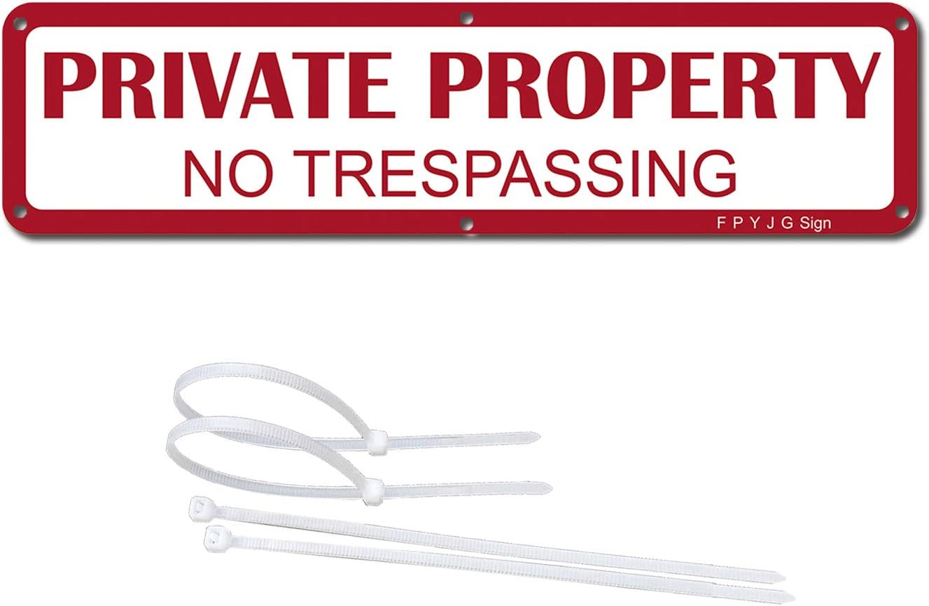 FPYJG-&ldquo;Private Property-NO TRESPASSING&rdquo; Rust-Free Aluminum Warning Sign; 123 Inches; Waterproof; Fadeless; UV Protected; Yellow; Indoor or Outdoor (2)