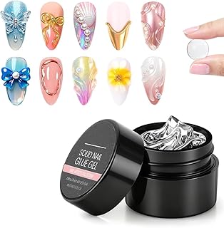 Cola para Patch de Unhas, 10g Cola para Unhas, Cola de Unhas em Gel Sólido, Colas para Unhas Necessário Cura UV, Adesivo...