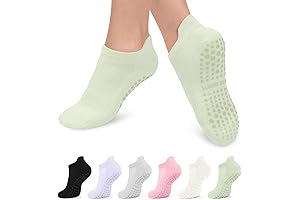 6 Pairs Grip Pilates Socks for Enhanced Stability and Grip