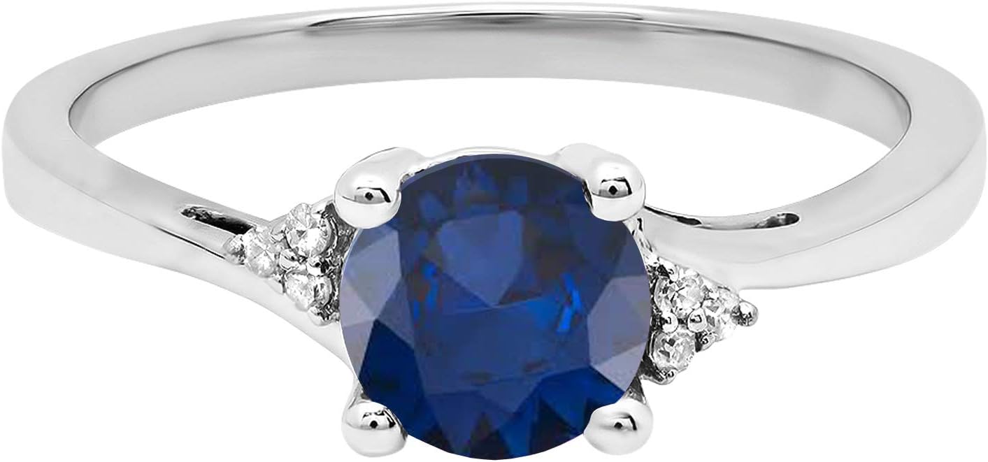 Dazzlingrock Collection 10K 6 MM Round Gemstone & White Diamond Bridal Engagement Ring, White Gold