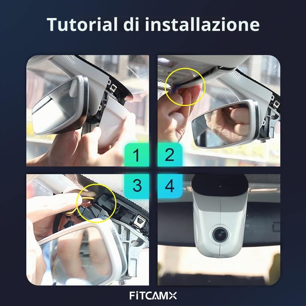 Fitcamx Dashcam 4K Compatibile con 2015-2025 VW Golf/Golf R/Golf GTI MK7/7.5/8 (D7100), OEM Dash Cam, UHD 2160P Video Wifi, Monitoraggio Parcheggio, G-Sensor, Registrazione Circolare, WDR, Scheda 64GB