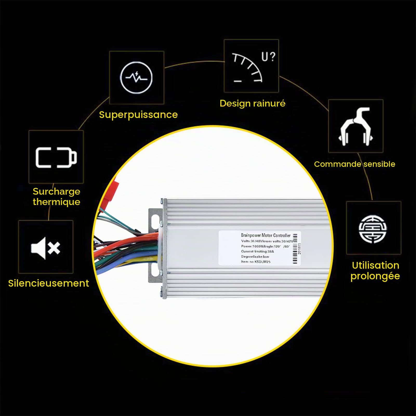 Contrôleur Moteur Brushless, Performant Intelligent Économique Contrôleur Vélo Électrique 36-48V 1000W Technologie Avancée for Scooter Électrique Adultes Loisirs Déplacements Urbains