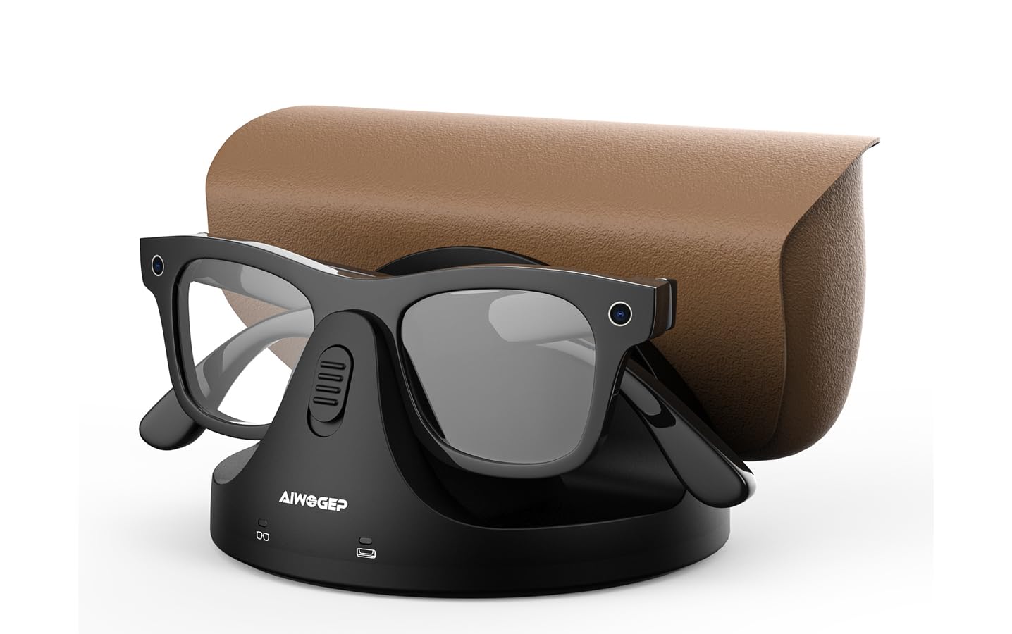 Magnetic 2-in-1 Charging Dock Compatible with Ray Ban Meta Wayfarer/Skyler/Headliner Smart Glasses Case Accessories, Charger with LED Indicator(Not Oakley) (Charcoal, 11.40)-image-9