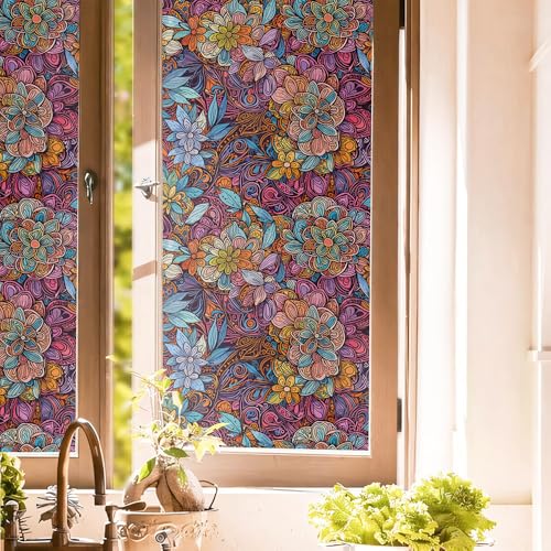 Vinilo decorativo Mandala Boho multicolor 15.7x118 pulgadas