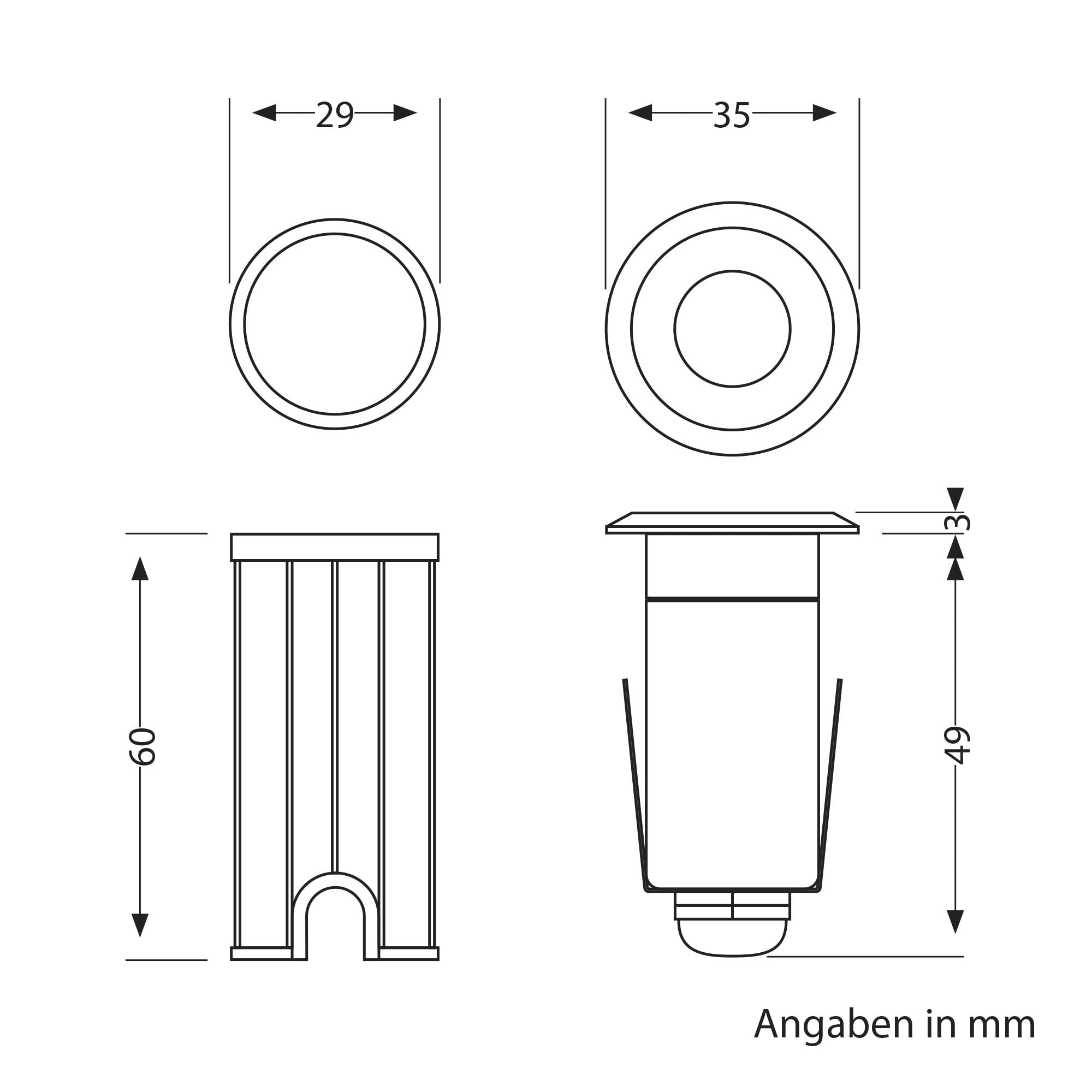 ledscom.de 10 pz Lampada da incasso a pavimento LED GLOX per esterni, IP67, alluminio, rotonda, Ø 35 mm, bianco, opaco