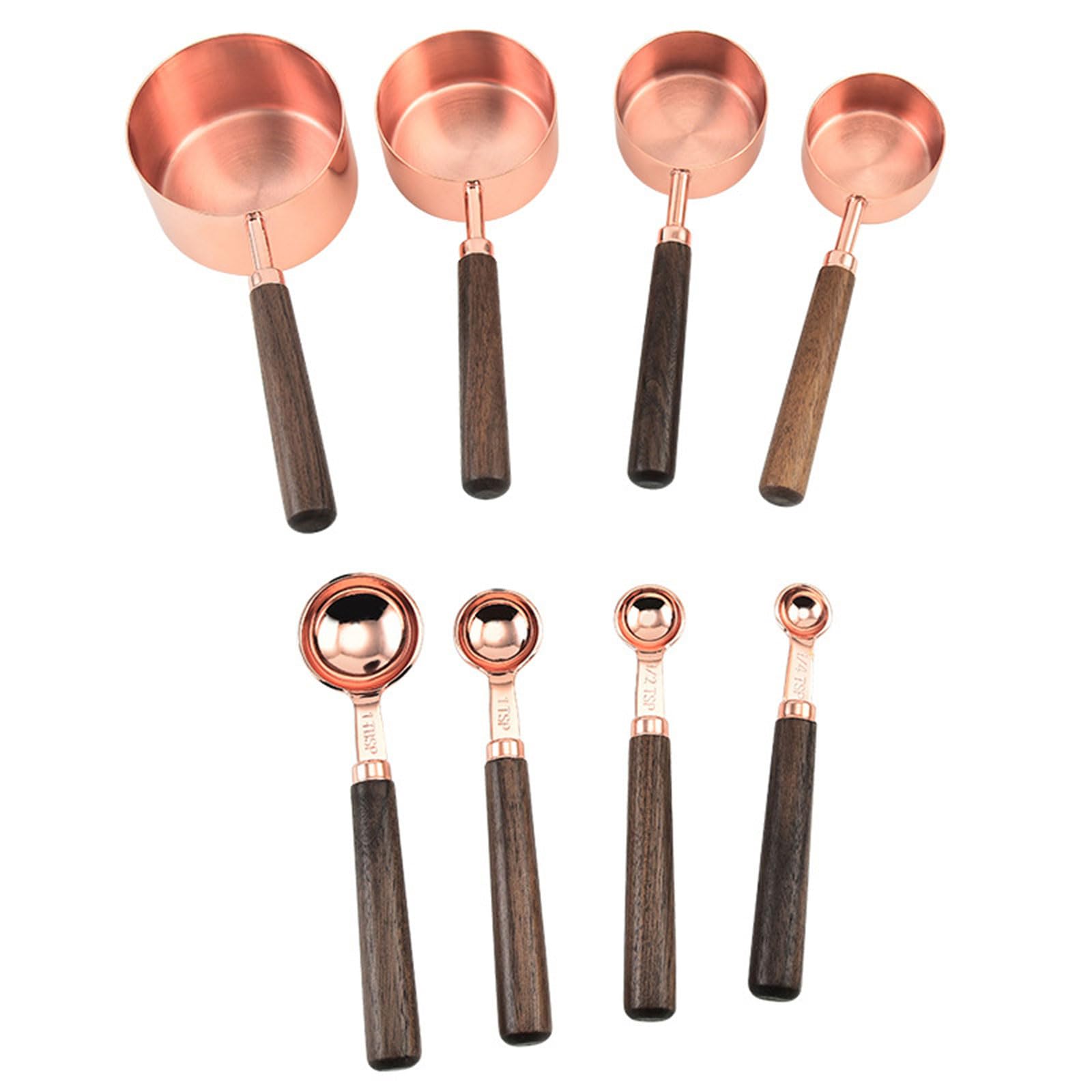 TFAOYS 8Pcs Stainless Steels Coffee Scoops Wood Handle Small Cup Cooking Measuring Spoon for Canisters Tablespoon Easy to Clean Small Cup Metal Spoon Tablespoon Kitchen Utensils Cooking Supplies