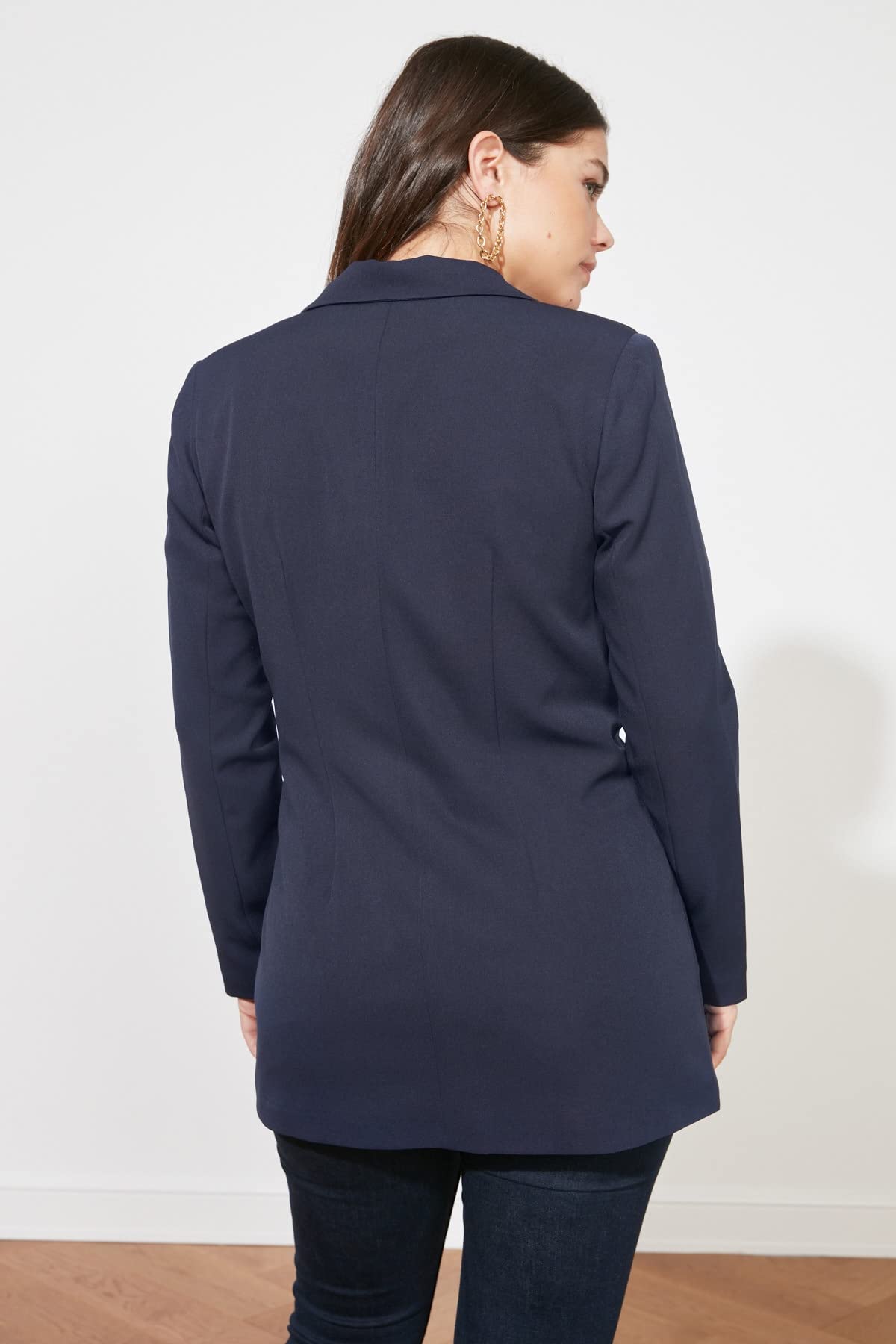 Trendyol Veste Blazer Surdimensionnée À Boutons Bleu Marine Trendyol Veste Blazer surdimensionnée avec Boutons Bleu Marine Femme (Lot de 1)