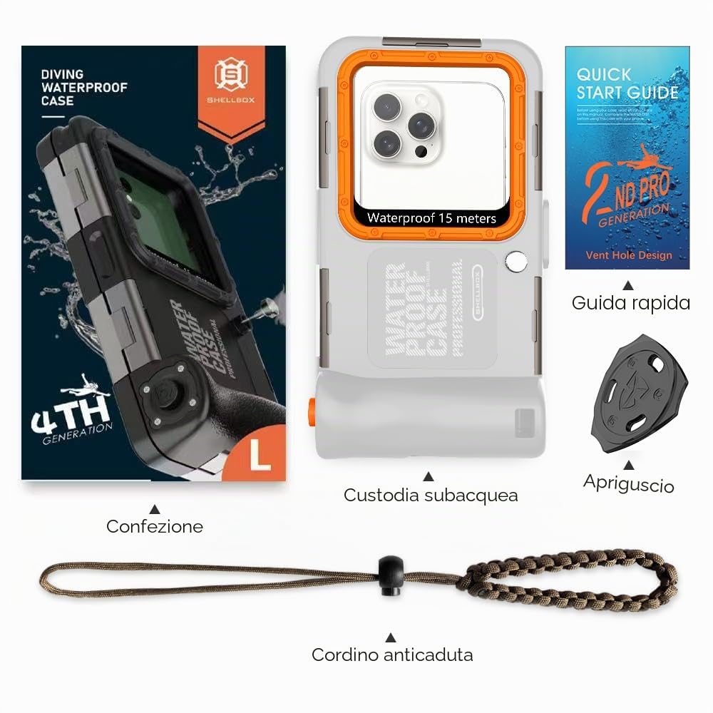 Custodia Impermeabile Smartphone IPX8 Porta custodia cellulare impermeabile 15m Subacquea compatible per iPhone 17 Air 16e 14 15 16 17 Pro 14 15 16 17 Pro max 14 Plus 12 13 Mini