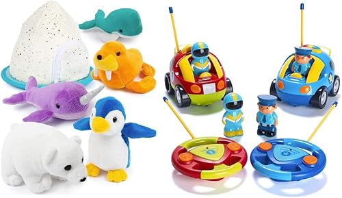 PREXTEX Paquete de niños Coche de control remoto paquete de 2 y juguete de peluche Iceberg de peluche para niños regalo de cumpleaños y Navidad