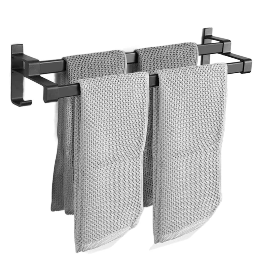 Toallero Toallero Toallero Toallero Toallero de baño Toallero Barra de Toalla Toallero de Aluminio con Doble Barra y Ganchos Toallero Toallero de Pared para